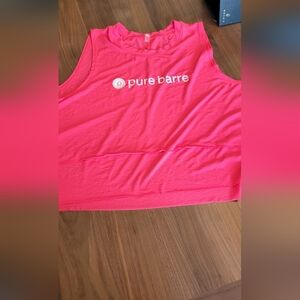 Pure Barre Bright Pink Cropped Muscle Tank
